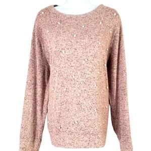 NWOT Juicy Couture pink & gray oversize pearl sweater Womens Large